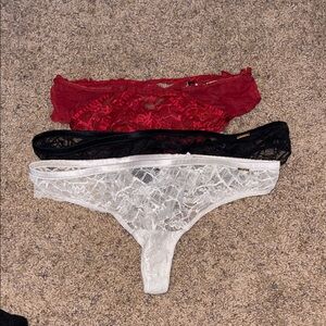 Lace Thong Set in Red, Black, and White